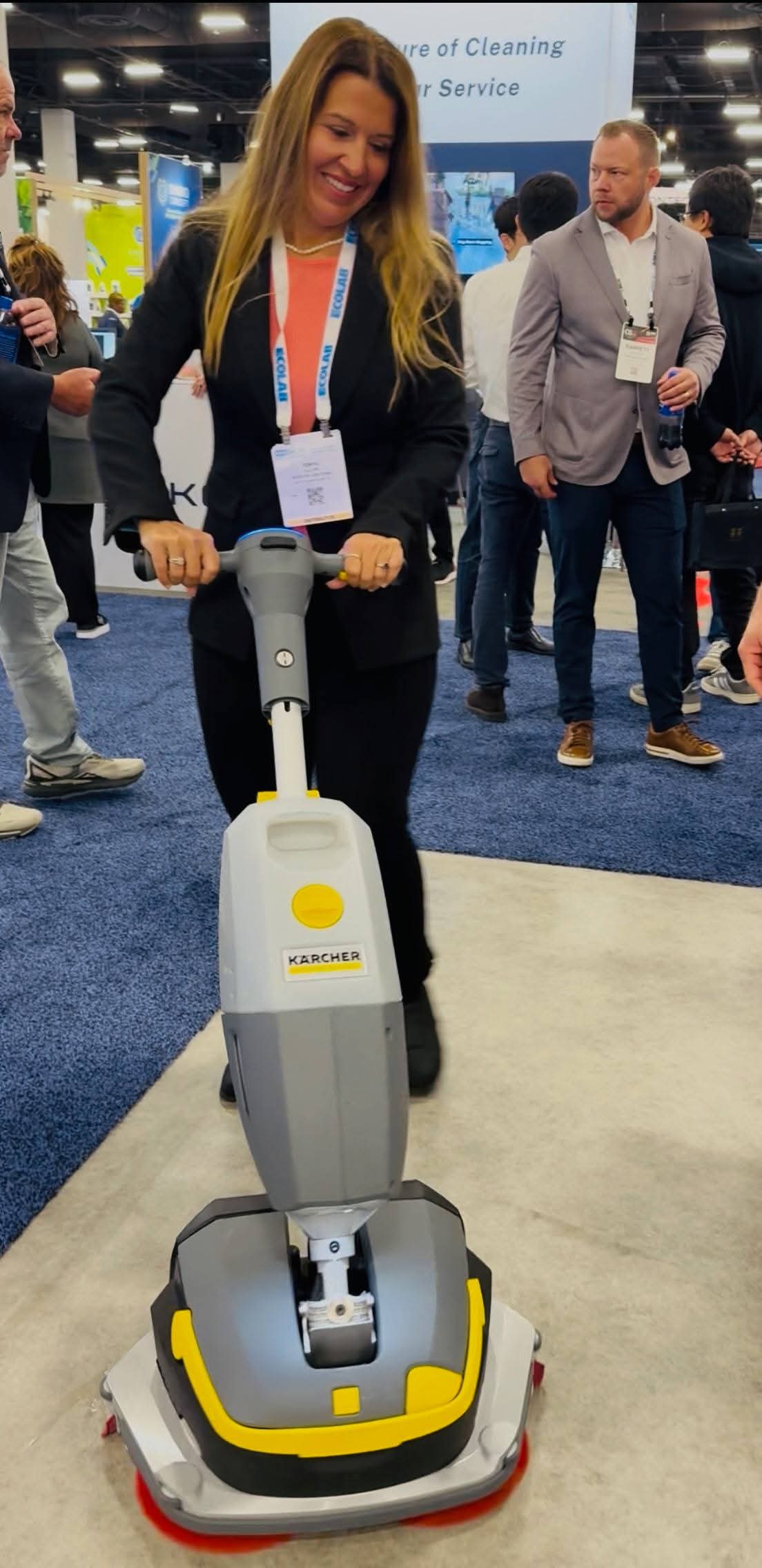 Hands-on commercial cleaning equipment testing at Monster Janitorial