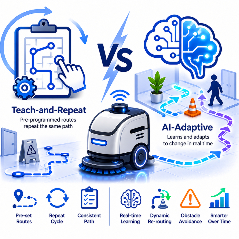 Teach and repeat vs AI robotics icon