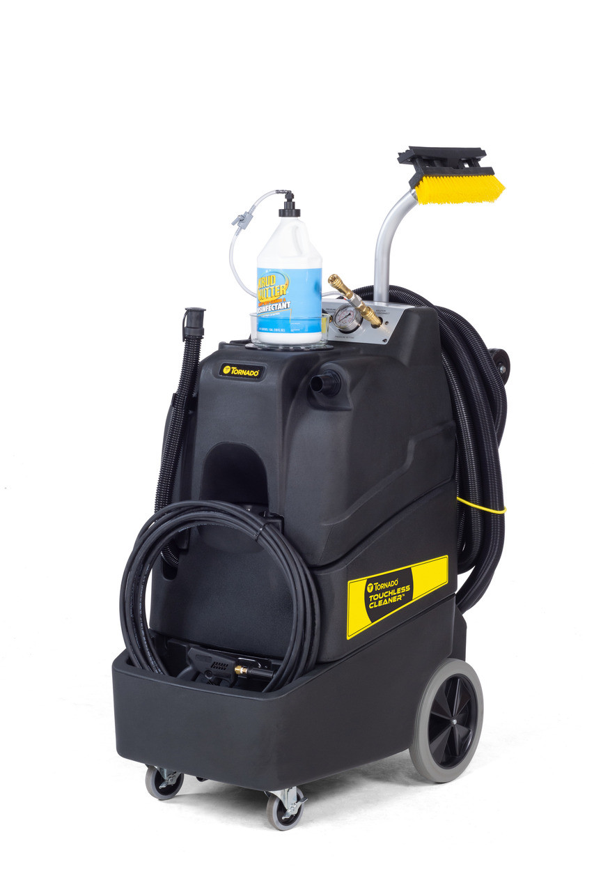 Tornado touchless restroom cleaner and disinfecting system