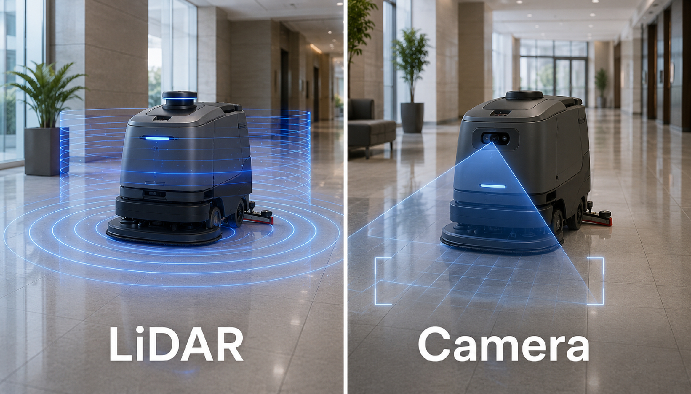 LiDAR versus camera navigation on commercial robotic floor scrubbers
